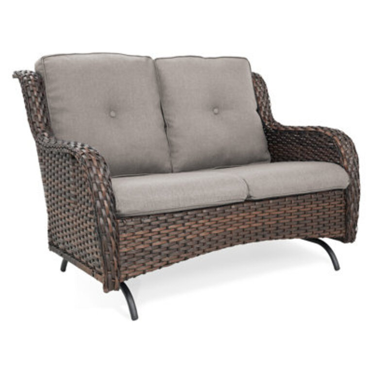 Carolina Patio Outdoor PE Wicker Glider Loveseat With Cushions