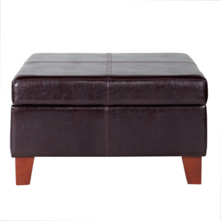 Gallup 28 Wide Leather Square Storage Ottoman Bench