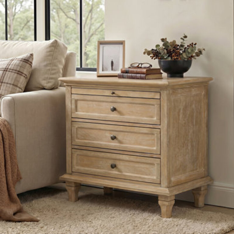 Arthelia Traditional 2837W 3-Drawer End Table with Charging Station and Pull-out Shelf