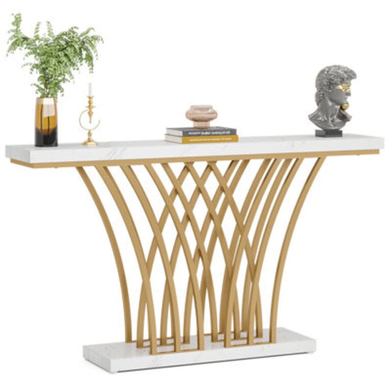 Schubert Gold Console Table with Faux Top
