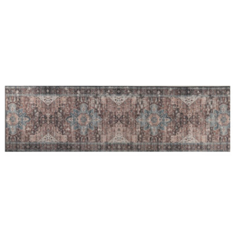 Washable Slip Resistant Latex Infused Natural Cotton Backing Distressed Persian Isfahan Design Rug
