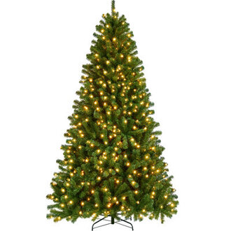 Pre-Lit Green Spruce Artificial Christmas Tree with Foldable Stand