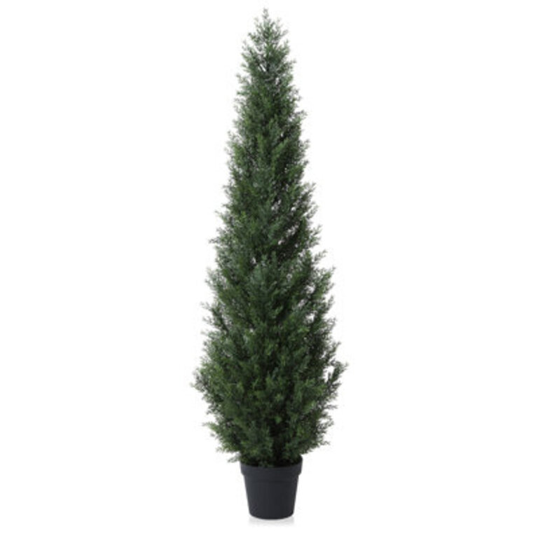 Adcock Faux Cedar in Pot Fake UV Rated Potted Tree Faux Green Plant Fake Tree for Home Decor