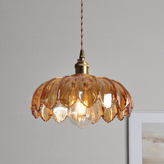 Scalloped Glass Flower Ceiling Hanging Light-Clear