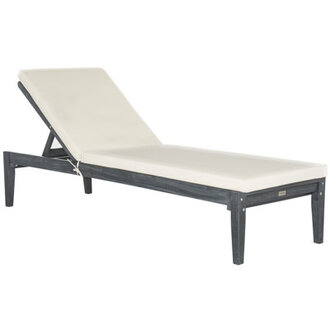 Outdoor Acacia Wood Chaise Lounge  Cushion Included