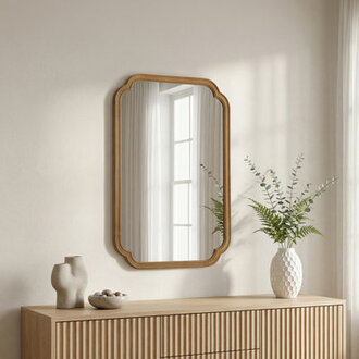 Ali Wood Accent Wall Mirror for Bathroom Farmhouse Mirror Decorative Mirror