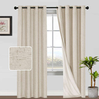 Dawain Linen Solid Textured 100 Blackout Window Drapes for Bedroom Thermal Grommet Full Lighting Blocking for Living Room Curtains 2 Panels