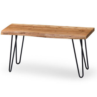 Lareese Alaterre Furniture Live Edge Wood Bench - Natural Acacia Wood Top with Metal Hairpin Legs