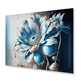 Ice Blue Daisy I Metal Wall Decor