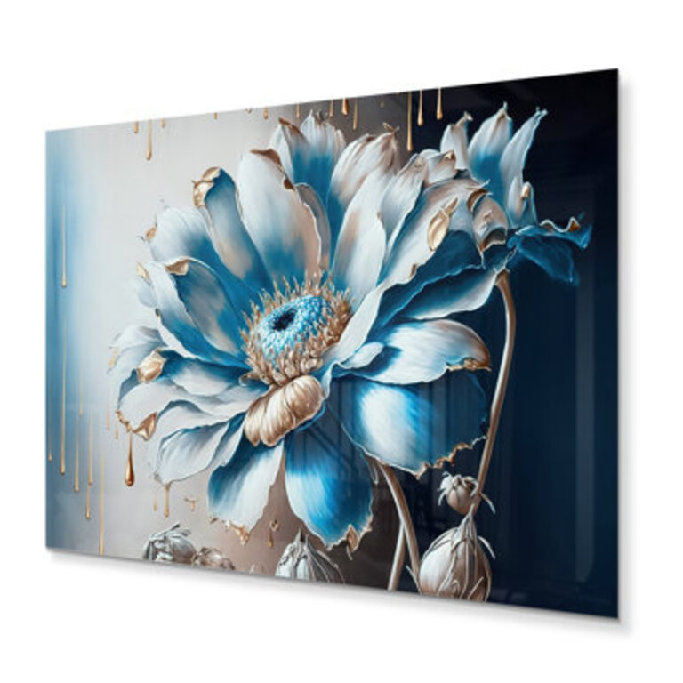 Ice Blue Daisy I Metal Wall Decor