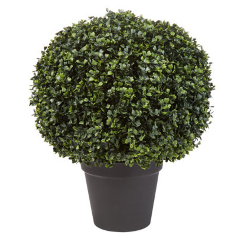 Topiary Life Artificial Boxwood Plant - 21-Inch Topiary Ball Faux Plant - Indoor or Outdoor Fake Plants for Home Entryway or Porch Decor