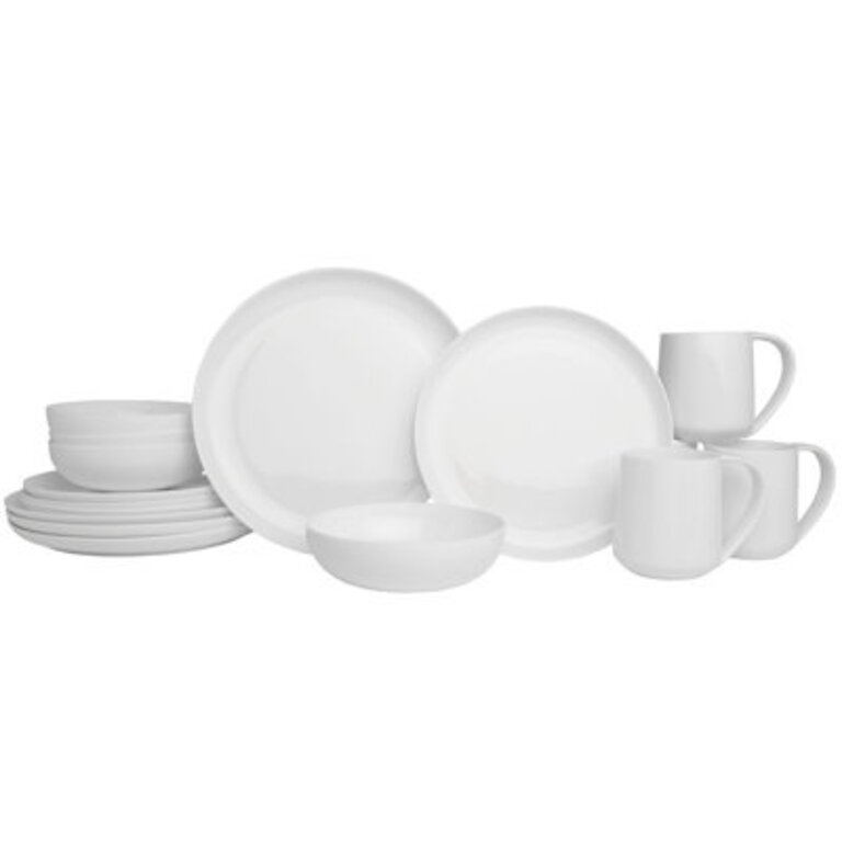 Naveah White Coupe 16-Pc Dinnerware Set Service For 4 Bone China White