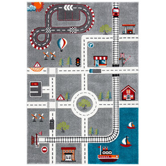Hiles GreyBlueRed Area Rug