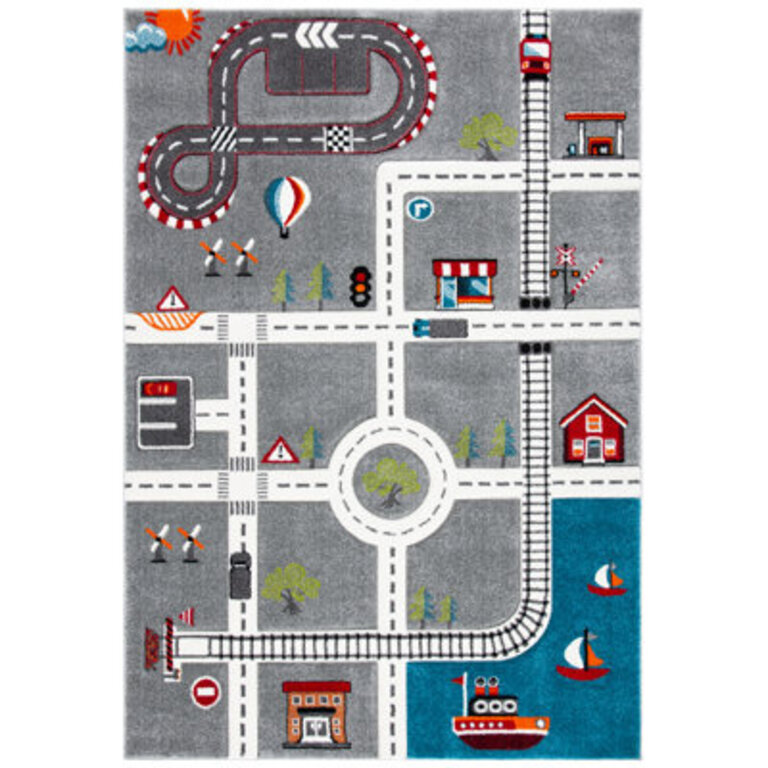 Hiles GreyBlueRed Area Rug