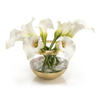 Callas 11 Faux Flowering Branch in Glass Pot