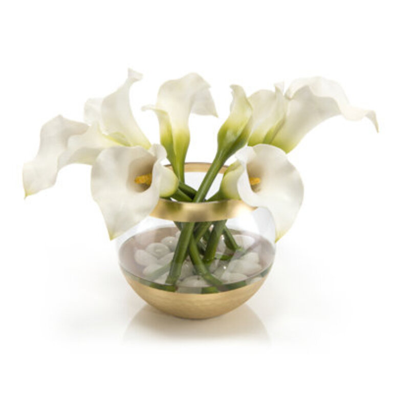 Callas 11 Faux Flowering Branch in Glass Pot
