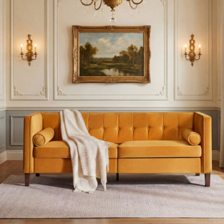 Chelsea 77 W Mid Century Upholstery Tufted Sofa