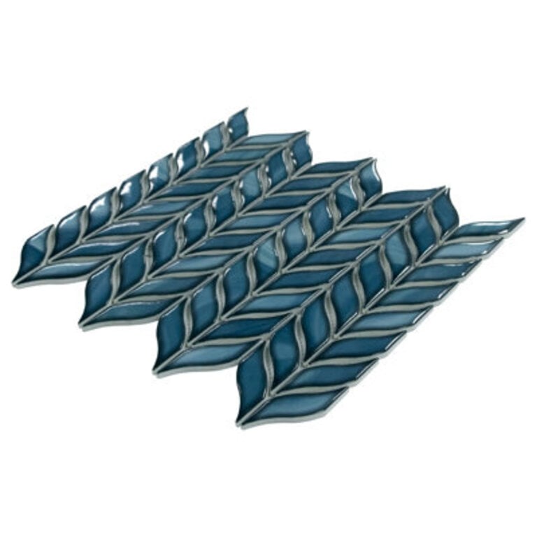 113 x 107 Glossy Leaf Recycled Glass Floor  Wall Mosaic Tile