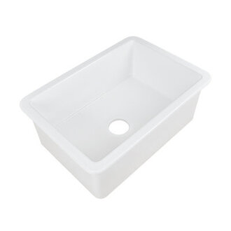 Rectangular Fireclay 27 L x 19 W Undermount Kitchen Sink with Basket Strainer and Sink Grid