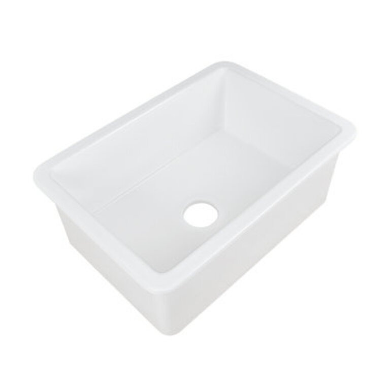 Rectangular Fireclay 27 L x 19 W Undermount Kitchen Sink with Basket Strainer and Sink Grid