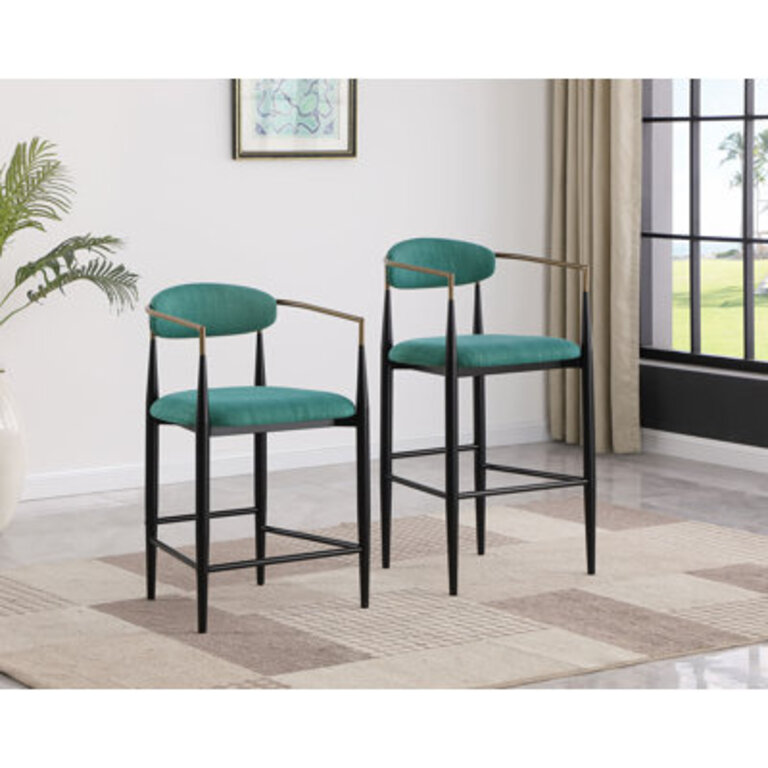 Maconay Breck Fabric And Iron 25 Inch Counter Stools Set Of 2