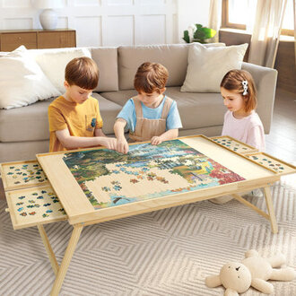 2000PCS Portable Wood Puzzle Table With Legs Jigsaw Puzzle Board With 4 Drawers For AdultsKids Gift