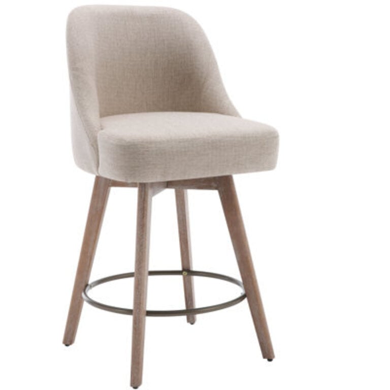 Malery Swivel Upholstered Counter Stool with Solid Wood Frame