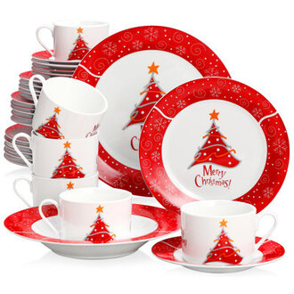 30-Piece Christmas Tree Pattern Porcelain Dinnerware SetService For 6