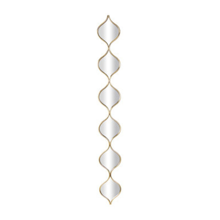 Patericia Metal Slim Stacked Chain 6 Layer Gold Wall Mirror with Tear Drop Pattern