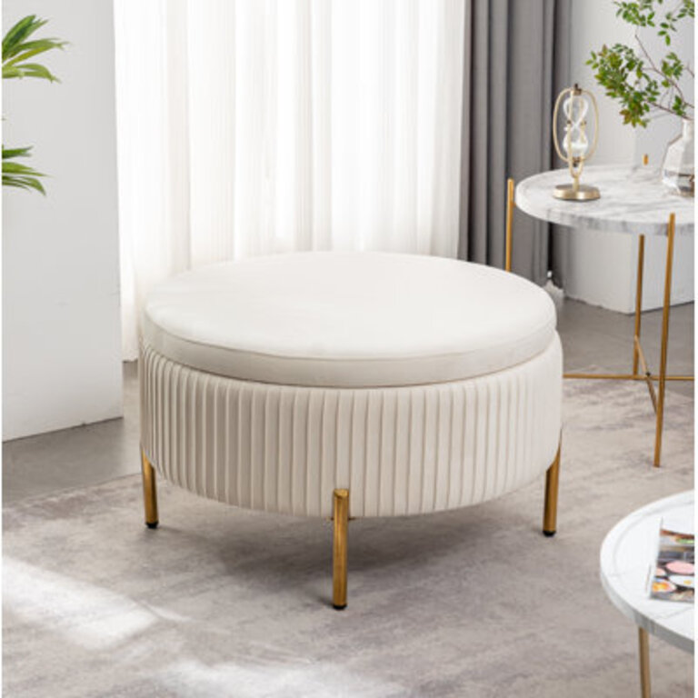 Mariantonietta Upholstered Round Storage Ottoman