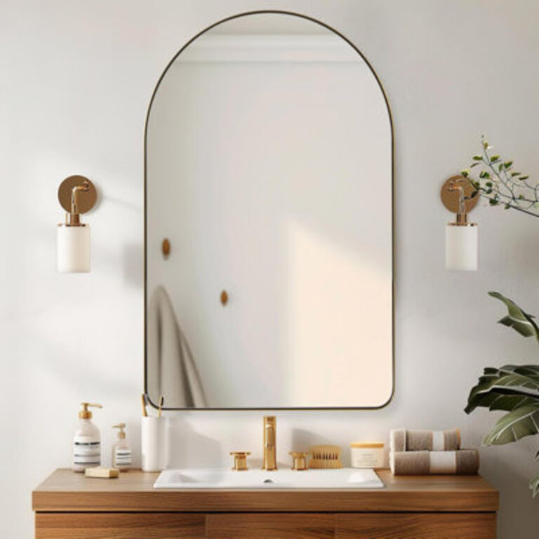 Hafsa Antique Arched Bathroom Vanity Mirror  Stainless Steel Frame