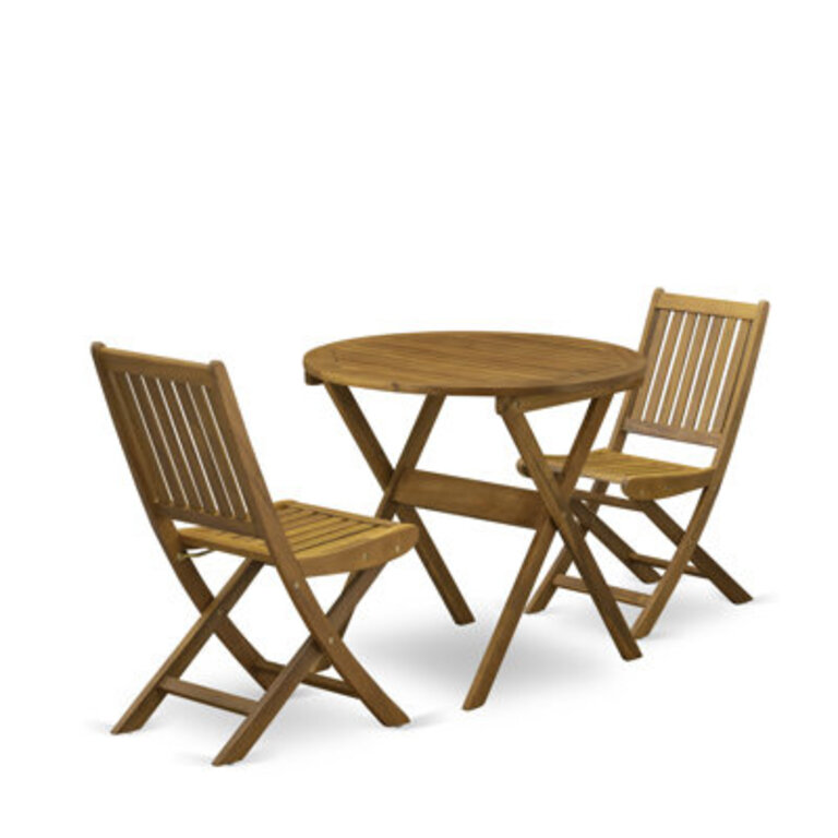 Alfreda 2 - Person Acacia Wood Patio Dining Set with Round Table