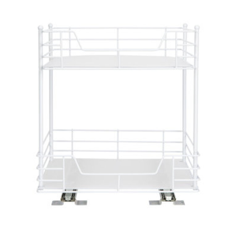 Elizandra Glidez Steel Pull-OutSlide-Out Storage Organizer with Plastic Liners for Under Cabinet or Wire Shelf Use - 2 -Tier Design - Fits Standard Size Cabinet or Shelf