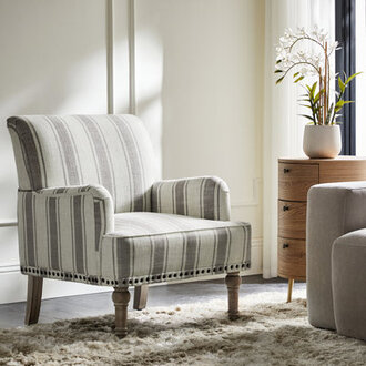 Arching 287W Armchair with Solid Wood Legs and Nailhead Trim