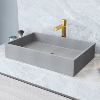 Orvieto Gothic 24 L x 15 W x 5 H Grey Handmade Rectangular Vessel Bathroom Sink