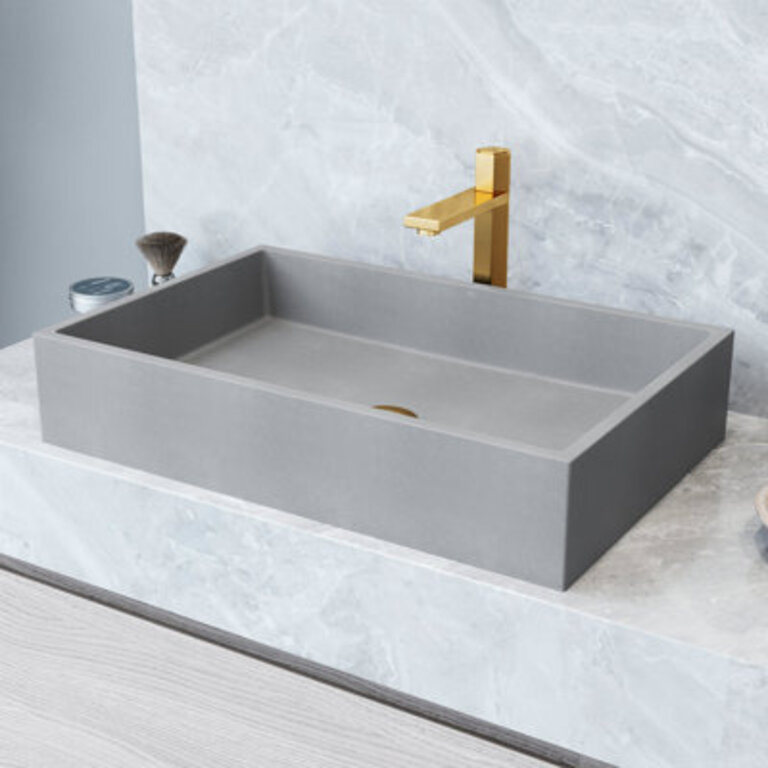 Orvieto Gothic 24 L x 15 W x 5 H Grey Handmade Rectangular Vessel Bathroom Sink
