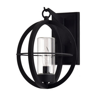 Sudarshan 115H Globe Black Transparent Glass Outdoor Wall Light