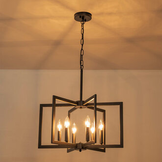 Qun  Farmhouse Lantern Geometric Chandelier
