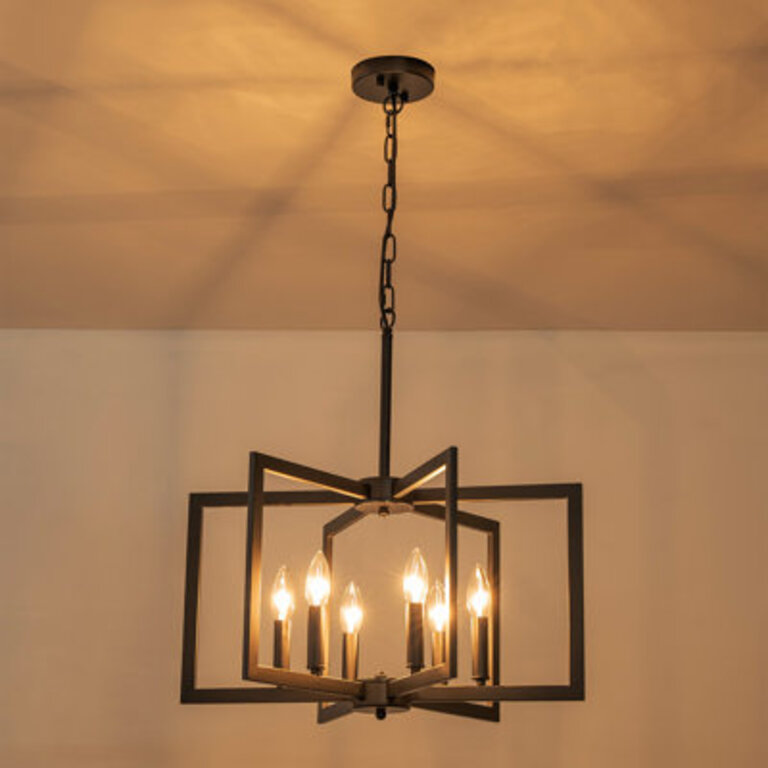 Qun  Farmhouse Lantern Geometric Chandelier