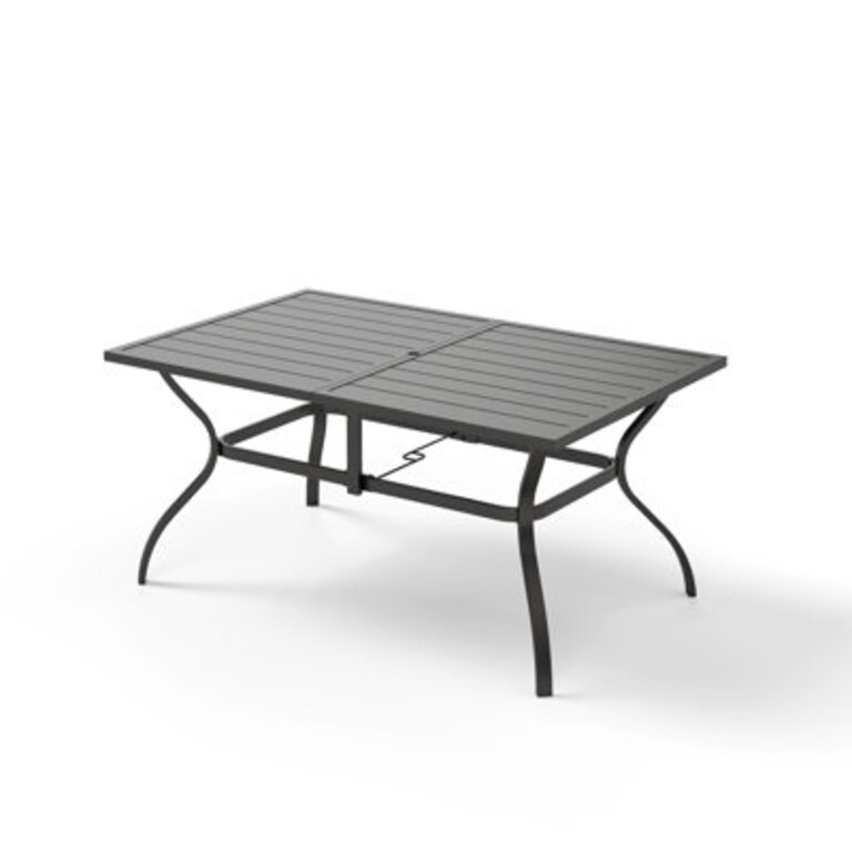 Salem 60 W x 38 D Steel Rectangular Patio Dining Table with Umbrella Hole
