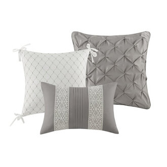 Lacey 7 Piece Lace Trim Comforter Set with Throw Pillows