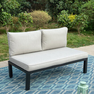 26 Wide Straight Powder Coated Steel Loveseat with Cushions