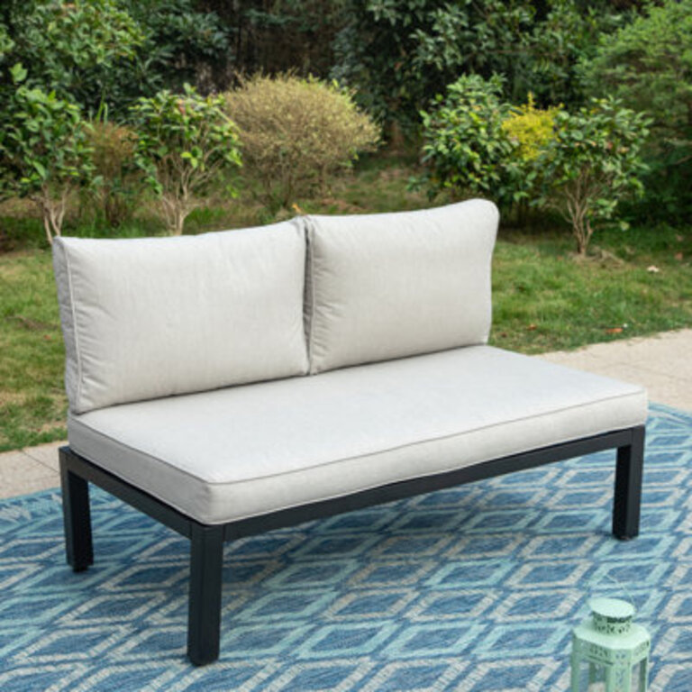 26 Wide Straight Powder Coated Steel Loveseat with Cushions