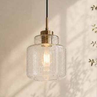Meya 1 - Light 7W Single Drum Pendant with Raindrop Glass