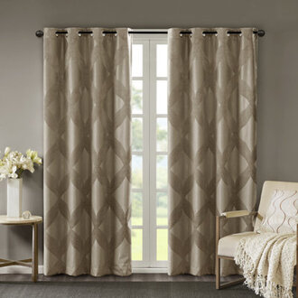 Bentley Ogee Knitted Jacquard Geometric Total Blackout Single Curtain Panel