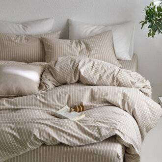 Striped Duvet Cover Set 100 Washed Cotton Linen Like Textured