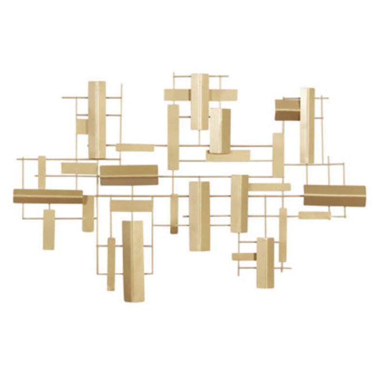 CosmoLiving by Cosmopolitan Gold Metal 3D Stripe Geometric Wall Decor