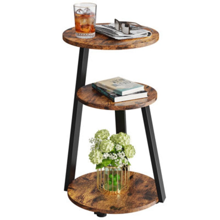 Vernestine Round 3-Tier Storage End Table