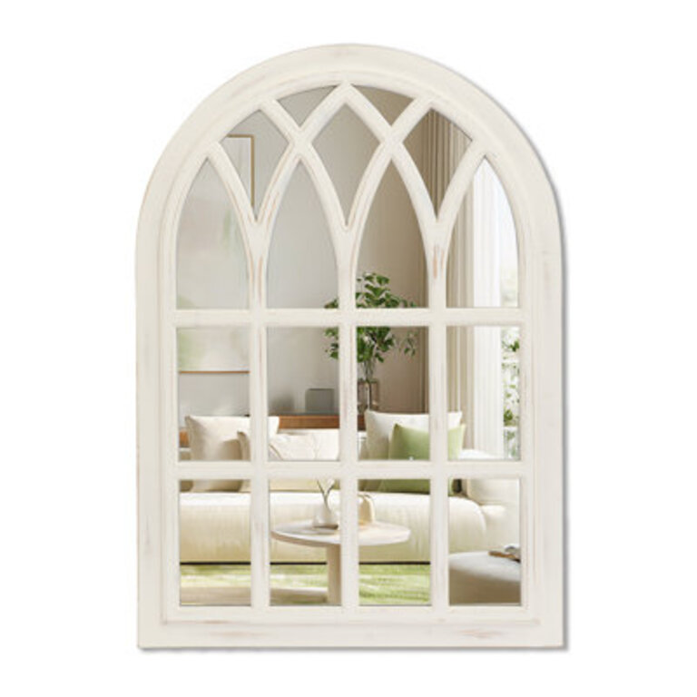 Distressed Solid Wood Arch Mirror