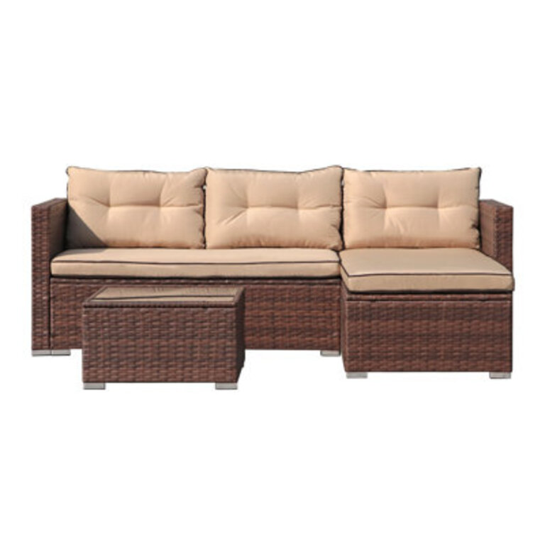 Cromford Wicker 3 - Person Patio Conversation Set with Cushions